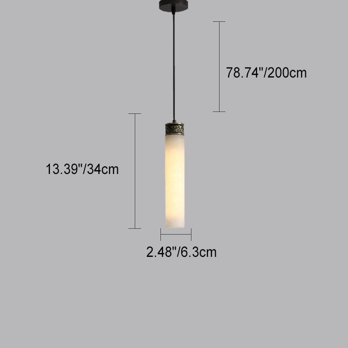 Modern Luxury Marble Column Brass 1-Light Pendant Light