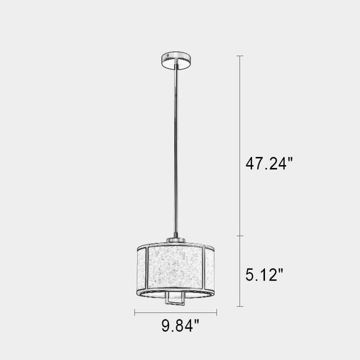 Lampe suspendue à 1 lumière en forme de colonne en tissu de fer de luxe, style nordique vintage 