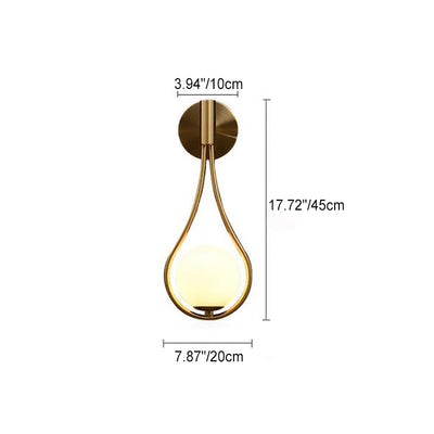 Modern Luxury Teardrop Round Ball Iron Glass 1-Light Wall Sconce Lamp