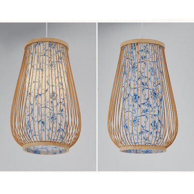 Modern Chinese Bamboo Weaving Gourd 1-Light Pendant Light