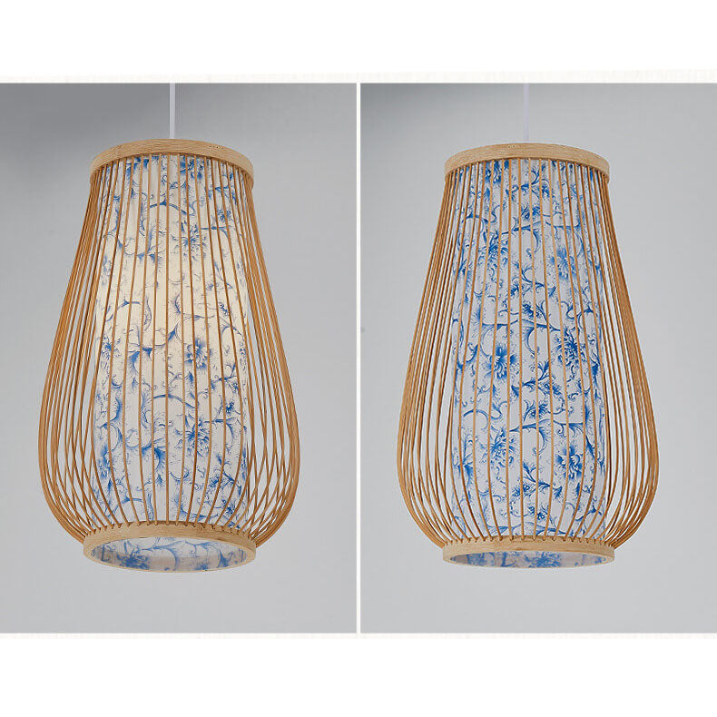 Modern Chinese Bamboo Weaving Gourd 1-Light Pendant Light