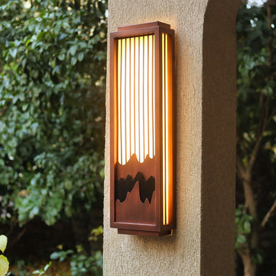 Modern Chinese Rectangular Faux Marble Stainless Steel Outdoor Waterproof 1-Light Wall Sconce Lamp