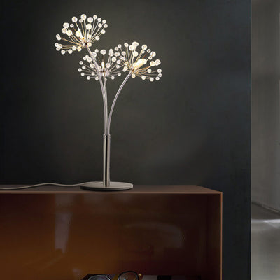 Nordic Creative Dandelion Crystal Bead Iron  3-Light Table Lamp