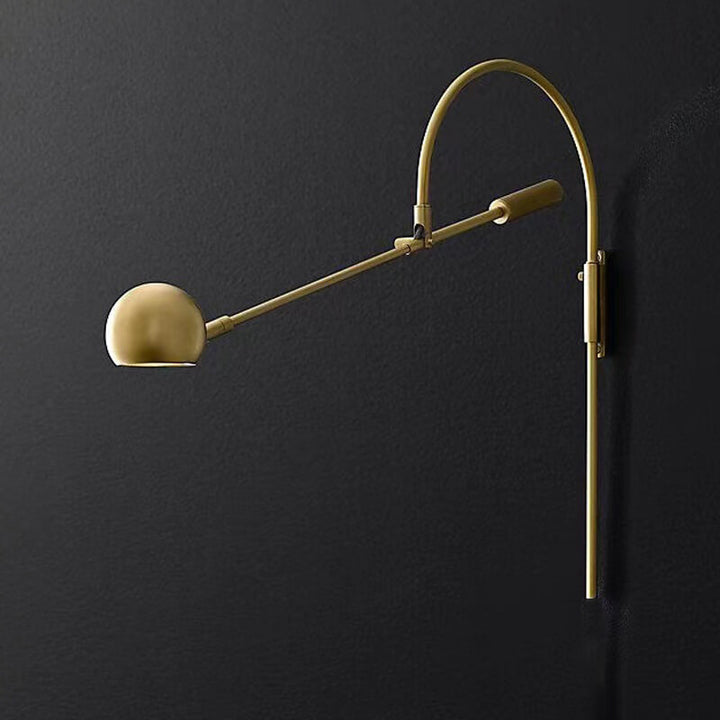 Modern Minimalist Iron Rotatable Curved Arm 1-Light Wall Sconce Lamp For Living Room