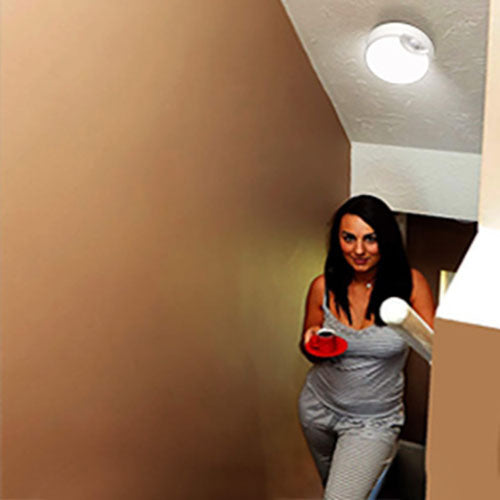 Modern Minimalist White Round ABS Motion Sensor LED Flush Mount Ceiling Light For Living Room