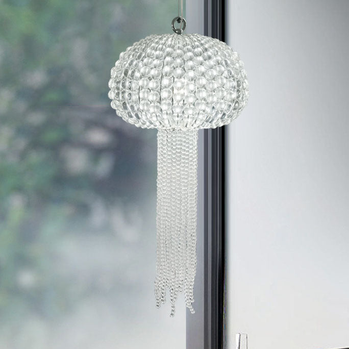 Modern Luxury Round Glass Jellyfish Shape 1-Light Pendant Light For Living Room