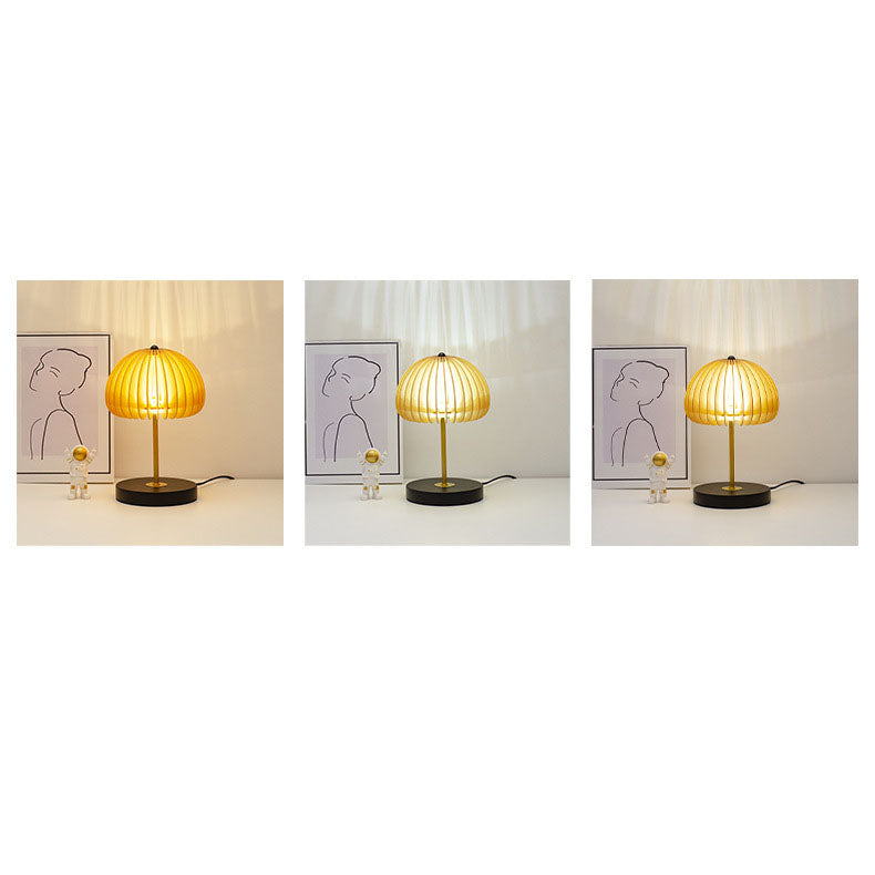 Modern Zen Wood Dome Shade LED Table Lamp