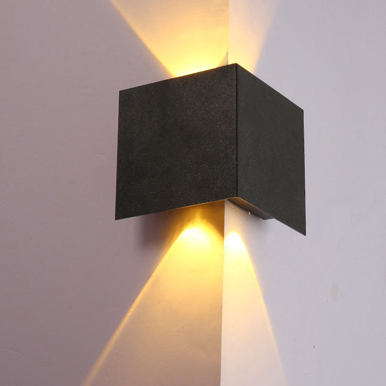 Outdoor Solar Square Flat Geometric LED Wall Sconce Lamp