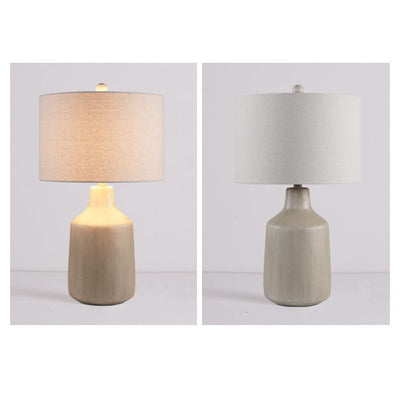 Vintage Minimalist Fabric Cement Base 1-Light Table Lamp