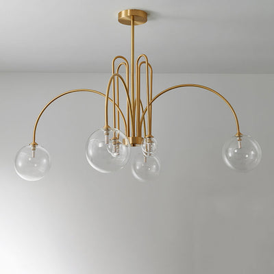 Modern Minimalist Glass Bubble Ball Brass 4/6/8 Light Chandelier
