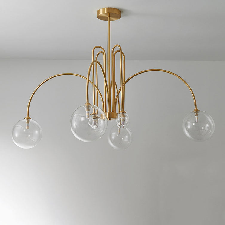 Modern Minimalist Glass Bubble Ball Brass 4/6/8 Light Chandelier