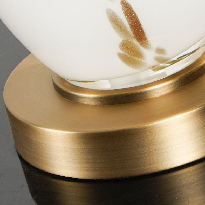 Lámpara de mesa de 1 luz de tela de vidrio esmaltado dorado fluido de lujo moderno 