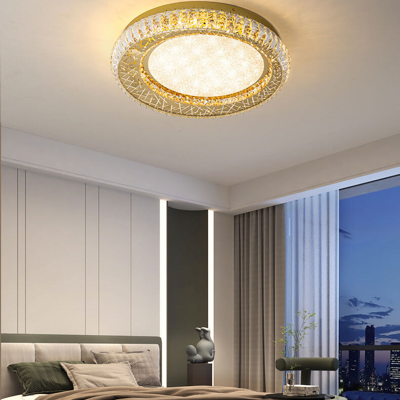 Modern Luxury Crystal Bird Nest Round LED Flush Mount Ceiling Light