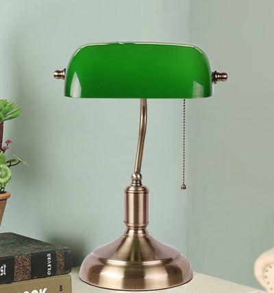 Retro Green Glass 1-Light LED Zipper Switch Table Lamp