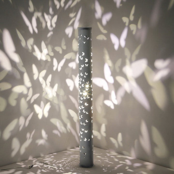 Lámpara de pie LED de cilindro mariposa creativa contemporánea de hierro y aluminio para sala de estar 