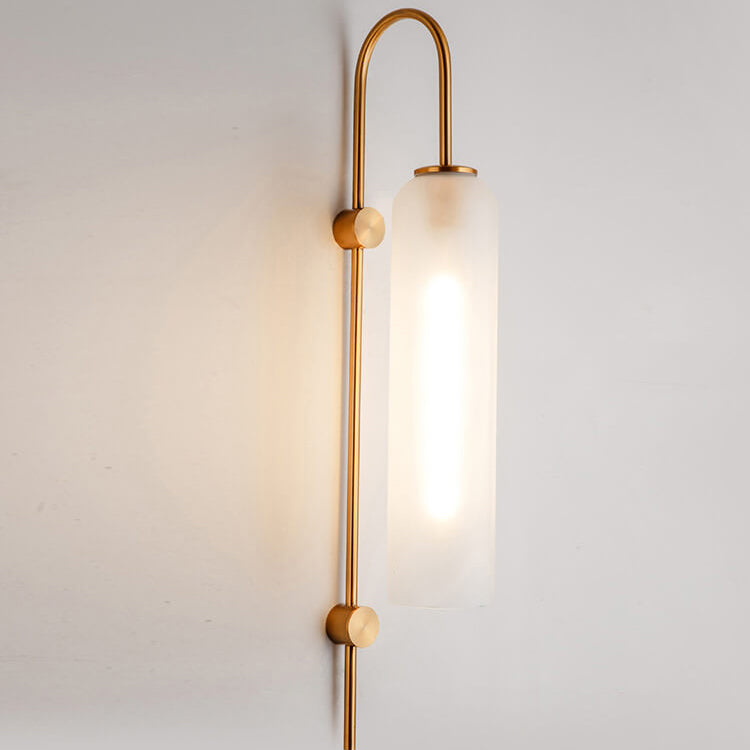 Nordic Luxury Glass Column Bent Arm 1-Light Wall Sconce Lamp