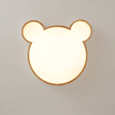 Nordic Wood Bear Shape LED Kids Flush Mount Ceiling Light