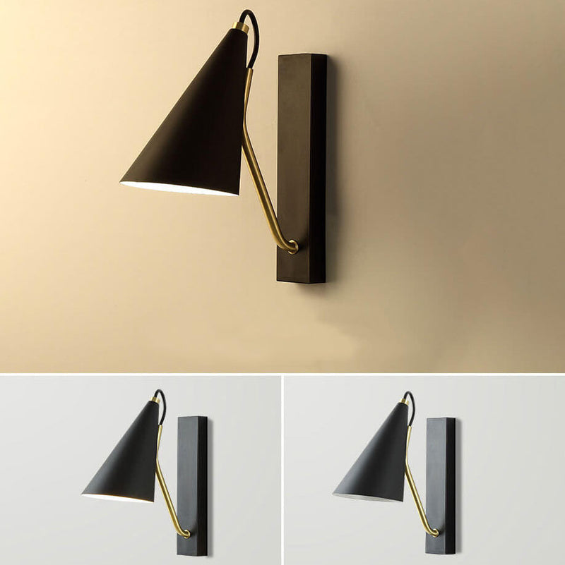 Nordic Minimalist Cone Shade Long Base 1-Light Wall Sconce Lamp