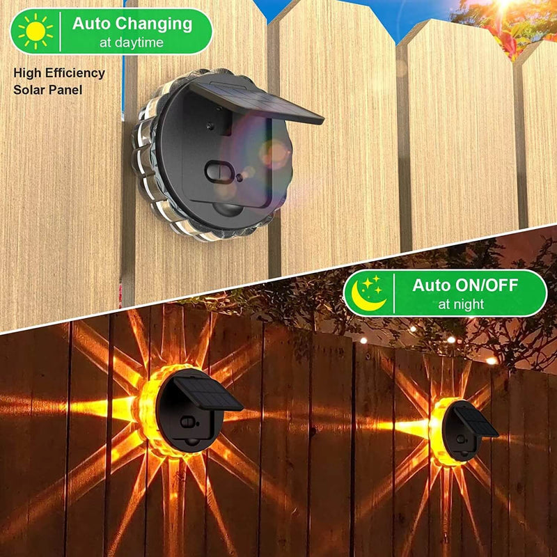 مصباح شمسي خارجي بتصميم بتلات دائري ABS LED مقاوم للماء لجدار السياج 