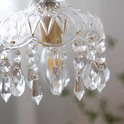 Vintage Decorative Floral Crystal 1-Light Pendant Light