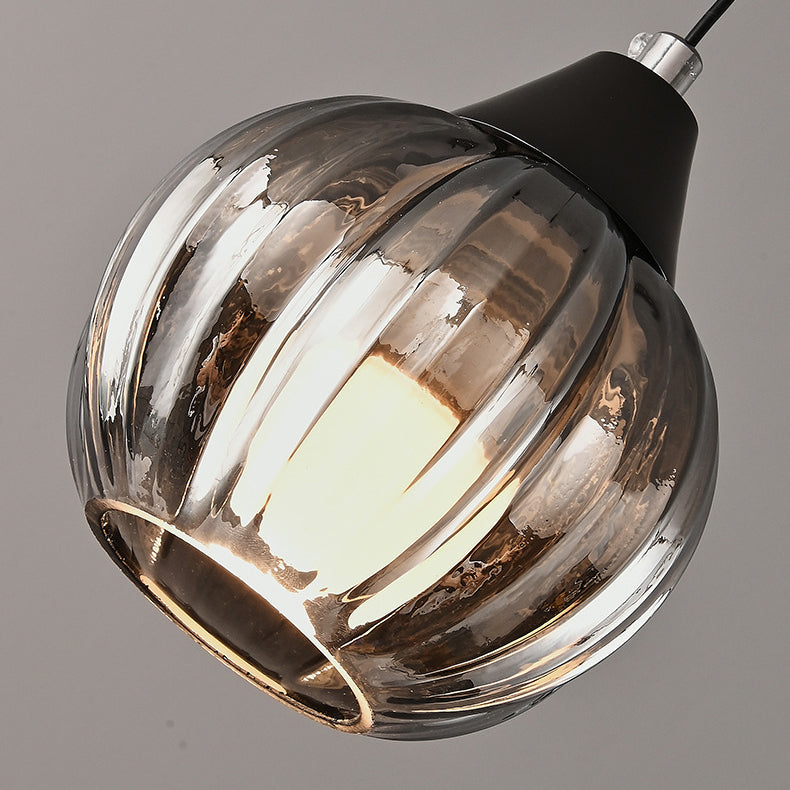 Italian Minimalist Glass Round Metal 1/2 Light Chandelier