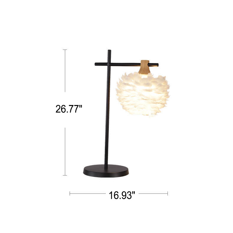Lampe de Table 1 Lumière avec Tige de Pêche à Plume Créative Moderne 