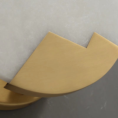Modern Luxury Marble Round Shade Gold Finish Frame 1-Light Wall Sconce Lamp For Bedroom