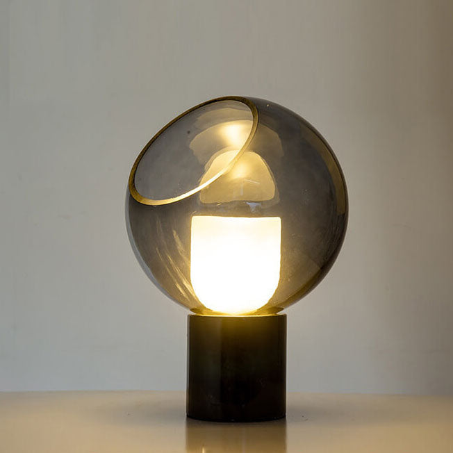 Lámpara de Mesa de 1 Luz con Base de Mármol Minimalista Nórdico y Bola de Vidrio 