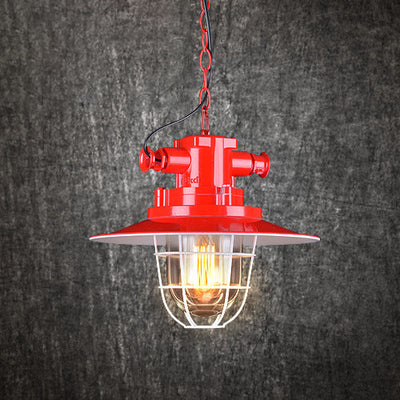 Contemporary Industrial Iron Pot Lid Glass Shade 1-Light Pendant Light For Dining Room