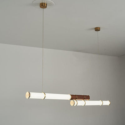 Nordic Minimalist Long Column Linear LED Island Light Chandelier
