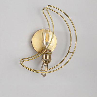 Nordic Creative Golden Moon Iron 1-Light Wall Sconce Lamp