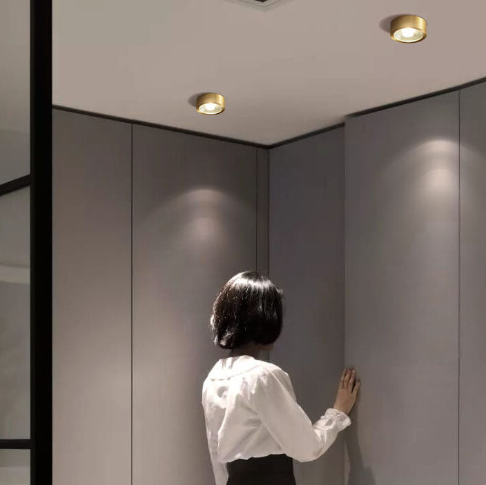 Moderne luxuriöse runde Kupfer-Ultraflach-LED-Deckenleuchte für den Flur 