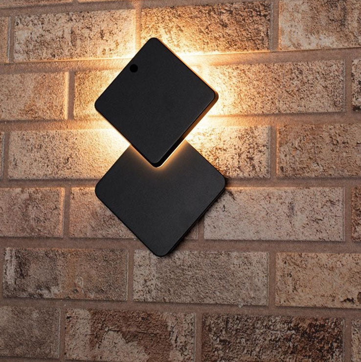 Modern Minimalist Waterproof Square Flat Geometric Aluminum PC LED Wall Sconce Lamp