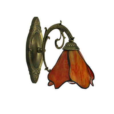 Vintage Tiffany Petals Buntglas 1-flammige Wandleuchte 