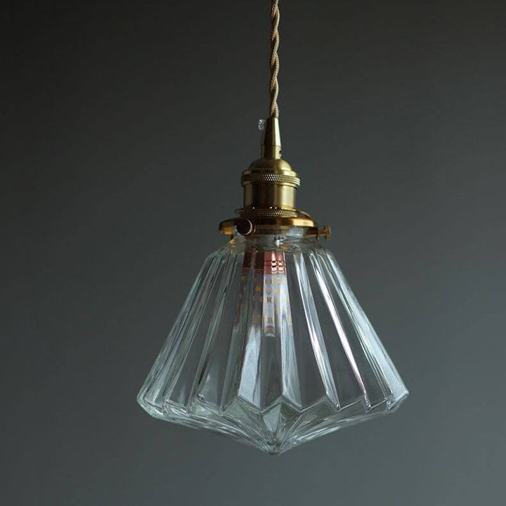 Vintage Japanese Rhombus Glass Jar 1-Light Pendant Light