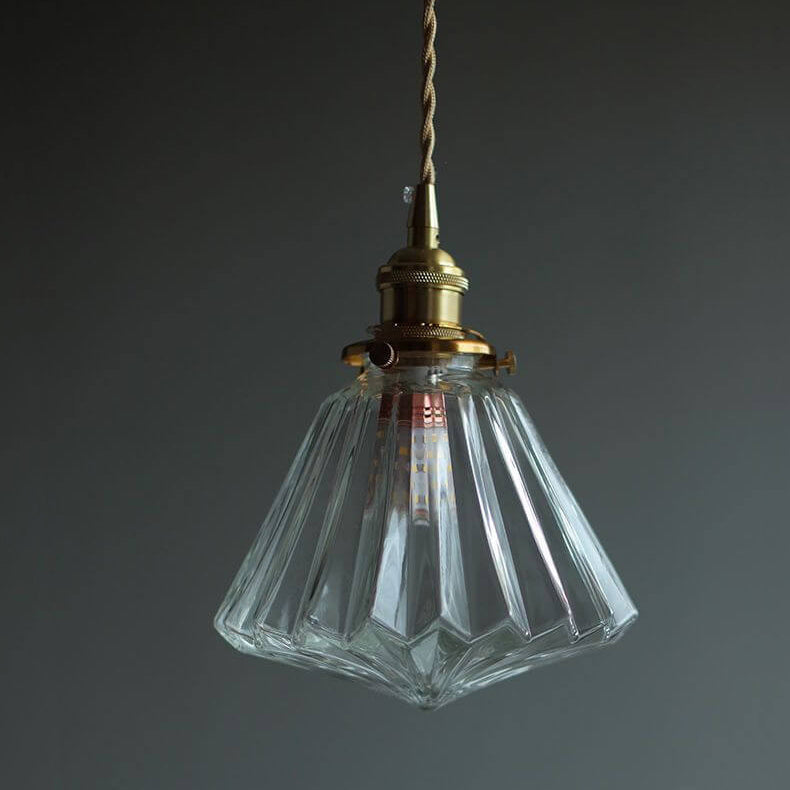 Vintage Japanese Rhombus Glass Jar 1-Light Pendant Light