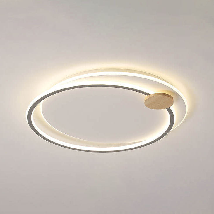 Scandinavian Minimalist Metal Wood Round LED Flush Mount Ceiling Light