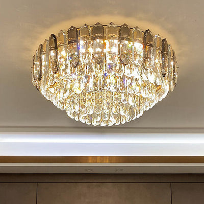 Modern Luxury Crystal Column Dome LED Flush Mount Ceiling Light