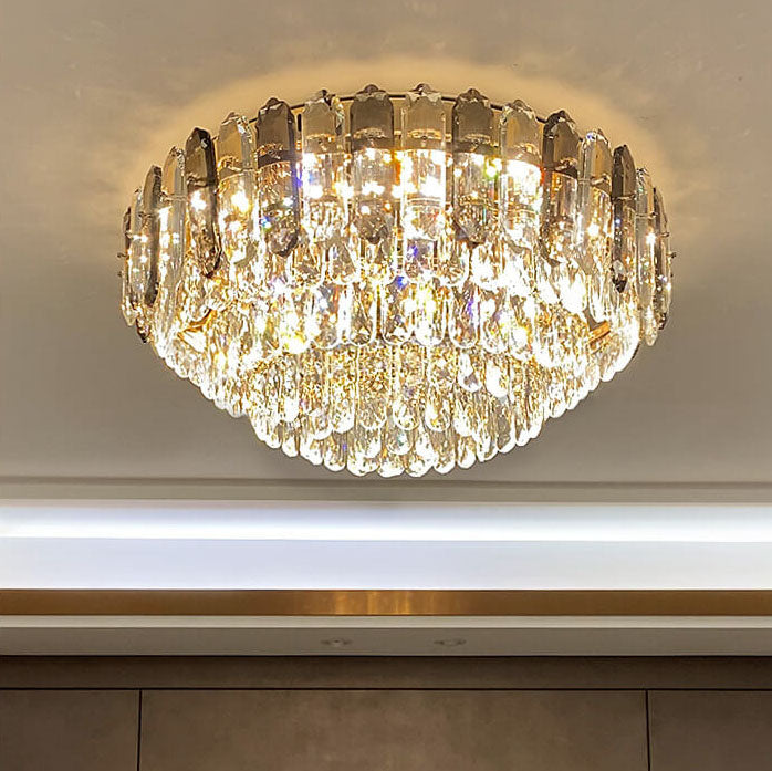 Modern Luxury Crystal Column Dome LED Flush Mount Ceiling Light