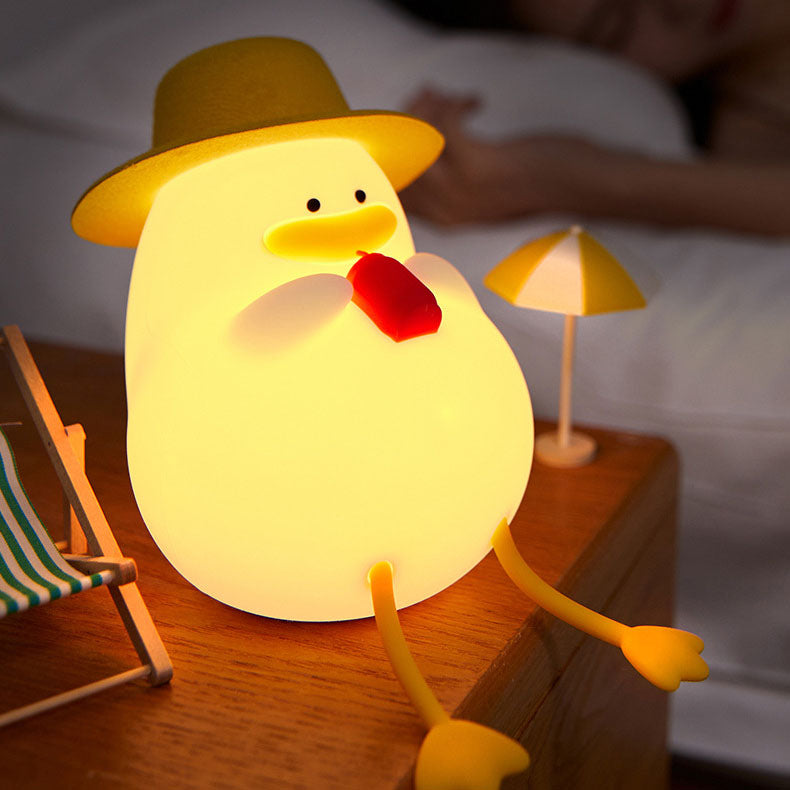 Lampe de table LED Creative Cartoon Silicone Canard Pat Veilleuse 