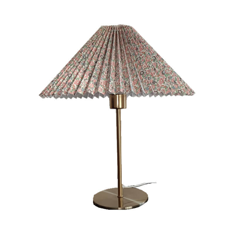 Retro nostalgischer Faltenstoffbezug Regenschirm Design 1-Licht Tischlampe 