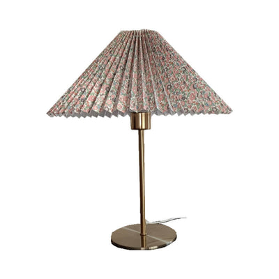 Retro Nostalgic Pleated Cloth Cover Umbrella Design 1-Light Table Lamp