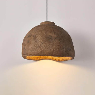 Contemporary Nordic Rough Rock Texture Semicircular 1-Light Pendant Light for Dining Room