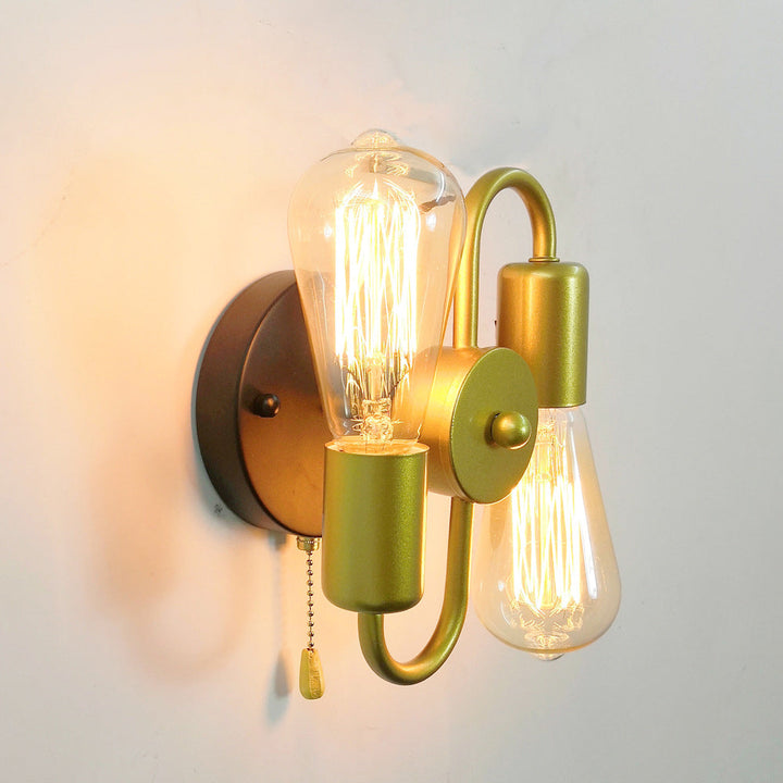 Lámpara de Aplique de Pared de 2 Luces Simétrica Creativa de Hierro Industrial Contemporáneo 