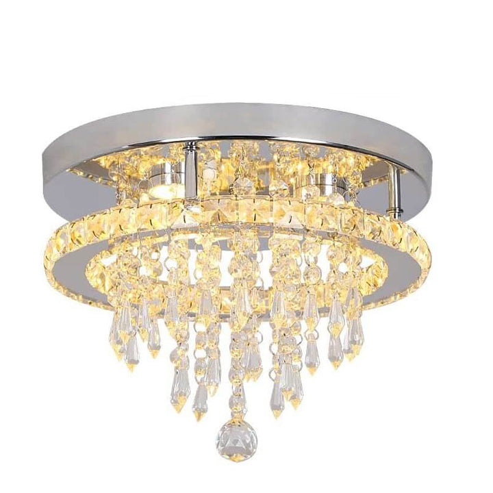 Modern Light Luxury Round Crystal LED Flush Mount Ceiling Light