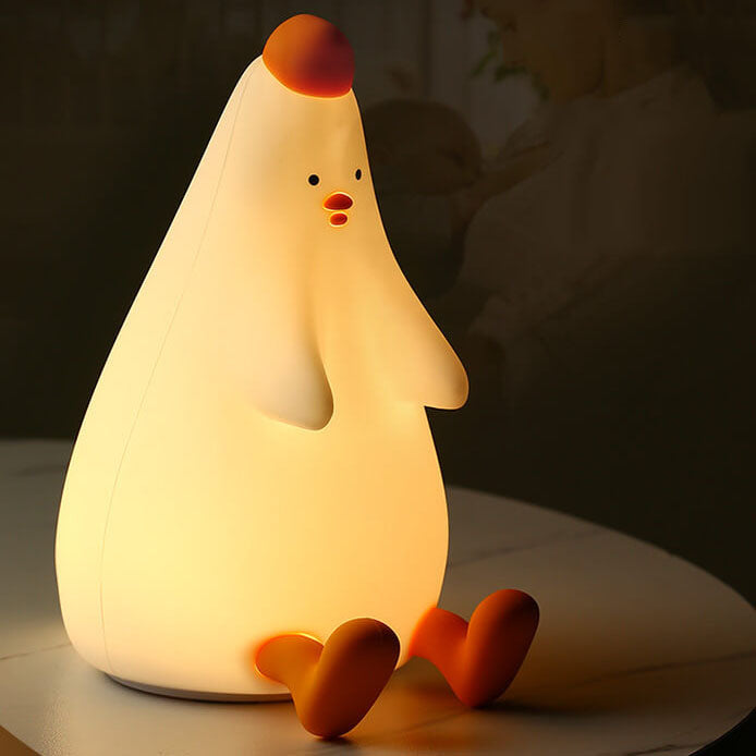 Kreative Cartoon Silikon Little Fat Chicken LED USB Pat Pat Nachtlicht Tischlampe 