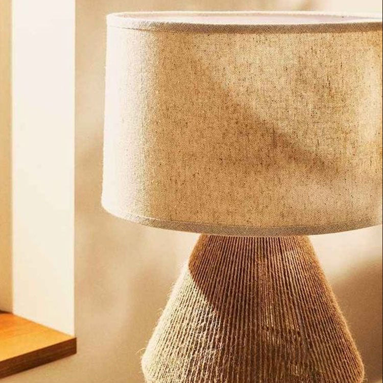 Japanese Vintage Hemp Rope Weaving Base Fabric 1-Light Table Lamp