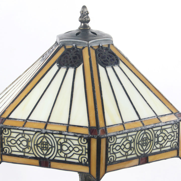Lampe de Table Vintage Européenne Tiffany en Alliage et Verre à 1 Lumière 
