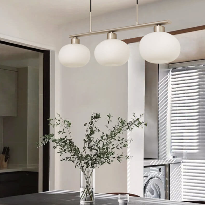 Nordic Long Light Luxury Glass Dome Shade 3-Light Chandelier