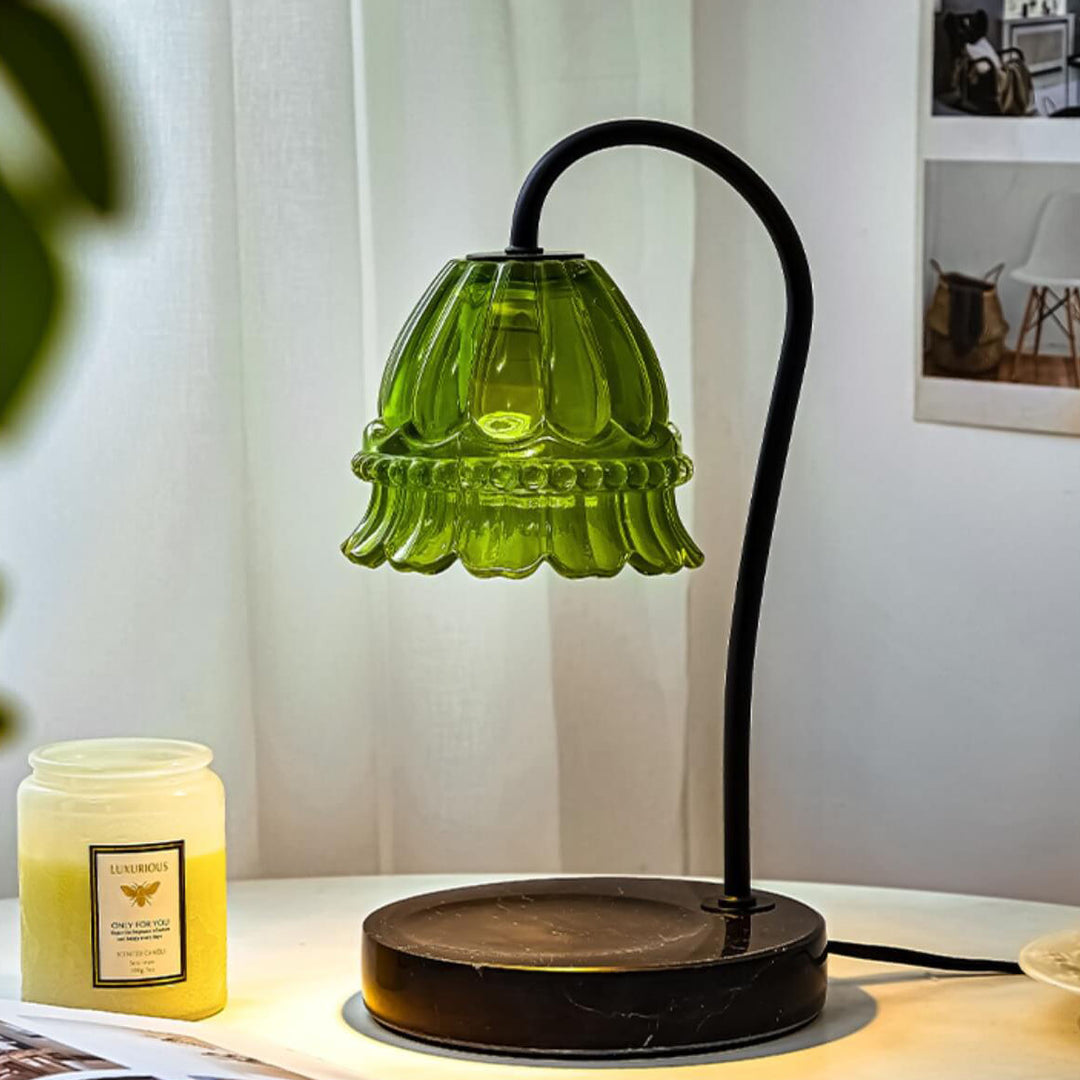 Vintage Lily Valley Glasmarmor 1-Licht-Dimmer-Schmelzen-Wachs-Tischlampe
